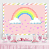 Lofaris Pink Heart And Rainbow Themed Baby Shower Backdrop